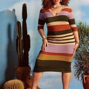 Eloquii Elements Plus Size 22/24 Striped Crochet Midi Dress